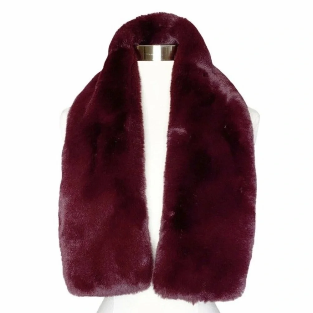 NEW INC Maroon Wild Faux Fur Stole One Size Wine Burgundy International Concepts - Picture 5 of 6